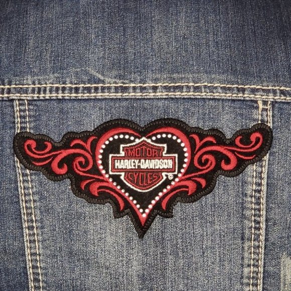 Amethyst Jean Harley Davidson Applique Vest, L (J) - Picture 9 of 12